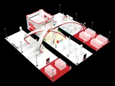 Booth Exhibition Design size 21 x 6 m open side Low-poly 3D model