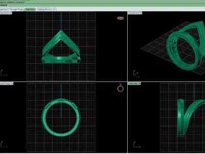 Intersected  gold ring 3D print model