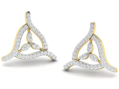 Rose Gold Diamond Women Earring 3D print Model 3D print model 16