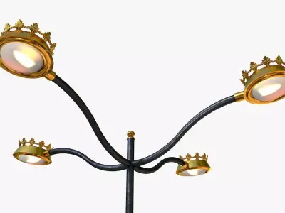 Cast iron street light lamp with 4 luminaries  3D model