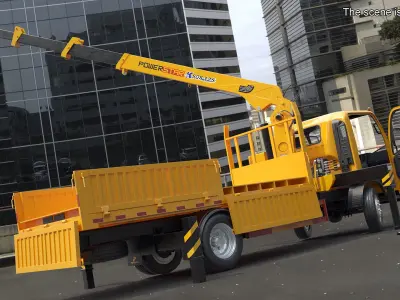  Yellow Truck Crane Manipulator ISUZU NPR 