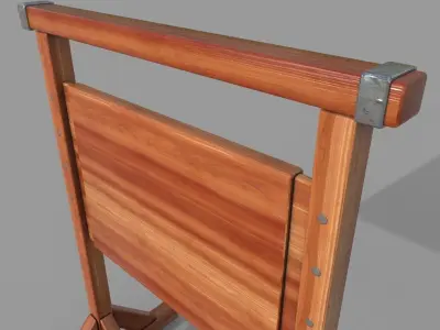 Wooden SignBoard B Low-poly 3D model