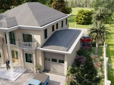 Villa Exterior Scene 3D model 3D model