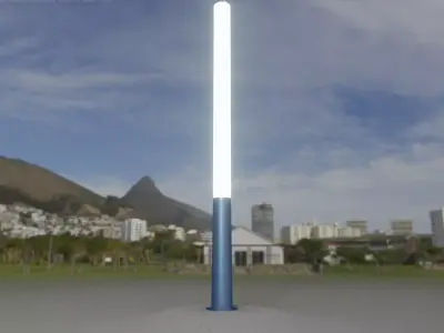 Low-Poly Blue Light Column 13 - Street Light Set-9 Low-poly 3D model