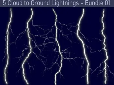 Realistic Lightnings Bundle 01 - 5 pack CG