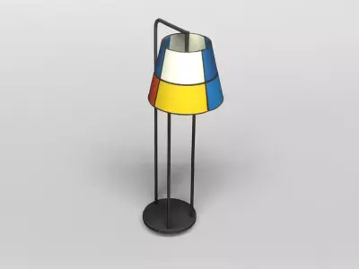 Modern Floor Lamp with Colorful Geometric Shade 3D model