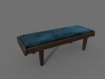 satin and wood bench 3D model