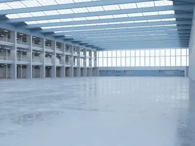 Industrial Hall Interior 1 Low-poly 3D model