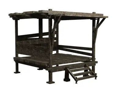 Classic Hut and river toilet Low-poly 3D model