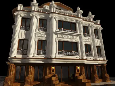 3D model of a residential villa with full details 3D model
