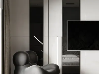 modern black bedroom 3D model