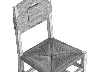 Oak and Rush Chair 3D model
