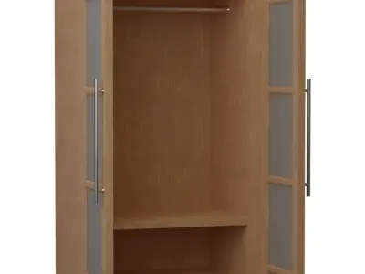 Cupboard wooden closet with glass doors 3D model