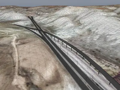 Mountain Terrain with Highway and Tunnel Low-poly 3D model