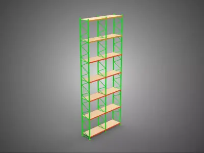 UPRIGHT TOWER WOOD STEEL WAREHOUSE METAL SHELVING STORAGE RACK 3D model