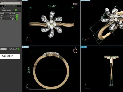 Diamond Ring For Women 3d Print Model 3D print model 43