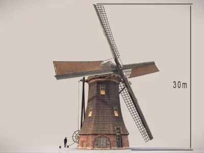 Holland WindMill Low-poly 3D model