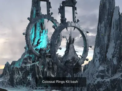 Alien sci fi Rings Collection 3D Model Pack