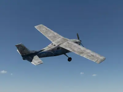 Weathered Cessna 172 Skyhawk 3D model 3D model