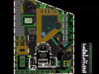 Two-Bedroom Villa Architectural Plan with Landscape Free 3D model