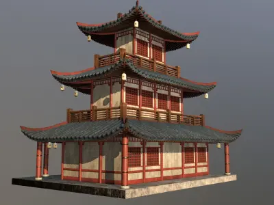  Asian Japanese and Chinese Realistic Building 3D model