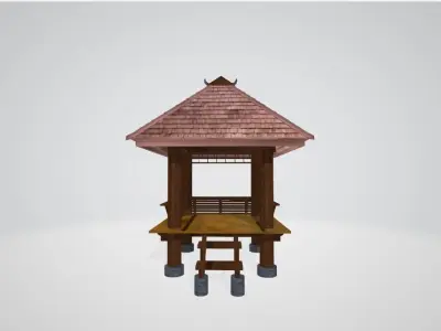 3D Gazebo 4 Poles 3D model