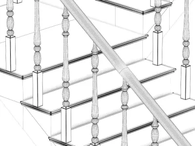 Wooden Stairs 13 3D model