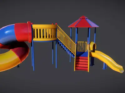 Playground Slide 3D model Low-poly 3D model