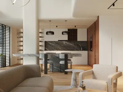 Modern apartment interior scene for 3d max model 3D model