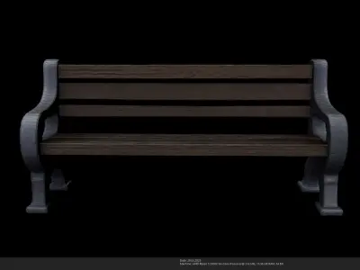 Stylized Wooden Park Bench - AI Low-poly 3D model purchase