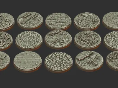 PACK 3 - 15 MINIATURE BASES 50mm 3D Print Ready 3D print model
