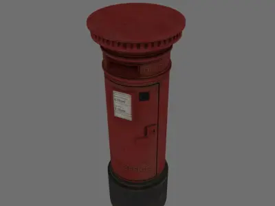 UK Post Box  Low-poly 3D model