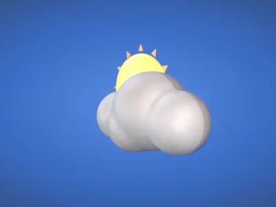 Mostly Sunny - Weather Icon Low-poly 3D model