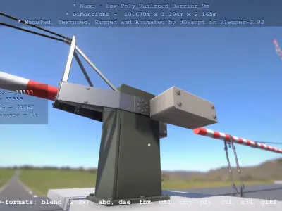 Railroad Barrier 9m High and Low-Poly 3D Model Pack