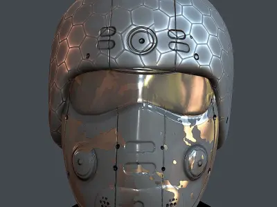 Gas mask helmet 3d model scifi Low-poly Low-poly 3D model 23