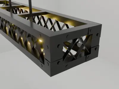 Black Metallic Hinged Chandelier  3D model 3D model