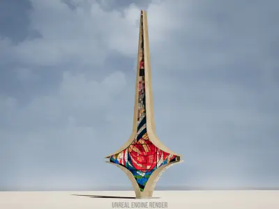 Damascene Sword Monument Damascus Syria 3D model