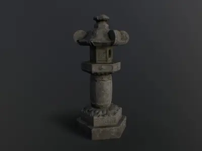 FREE Low Poly Japanese Shrine Lantern PBR Free low-poly 3D model
