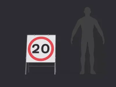 Speed Limit 20 Miles Square Road Sign Low-poly 3D model