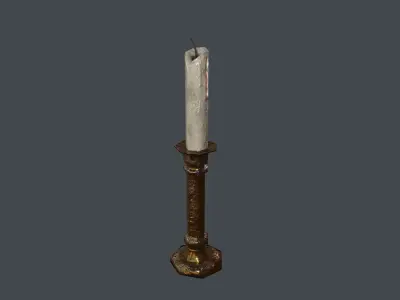 Medieval Candle Stick Free low-poly 3D model