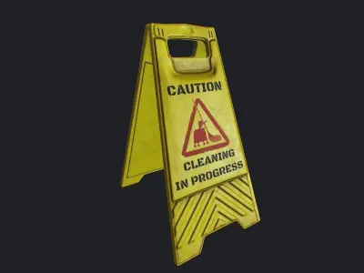 Wet Floor Sign Low-poly 3D model
