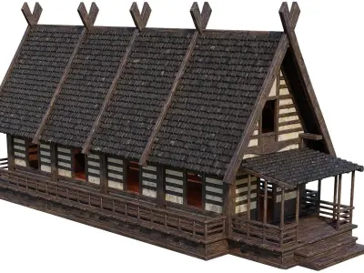 Old Medieval Building House 4K Textures GameReady 87 Low-poly 3D model