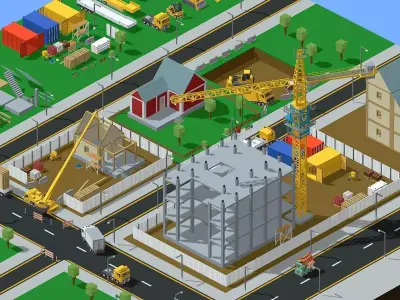 Voxel Construction Pack 85 Items Low-poly 3D model