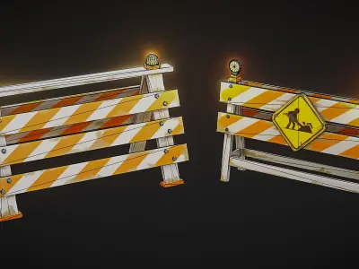 Construction Barricades - Stylized Pack Low-poly 3D model