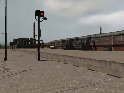 Industrial train station Low-poly 3D model