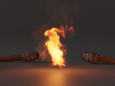 Wooden Torch 3D model