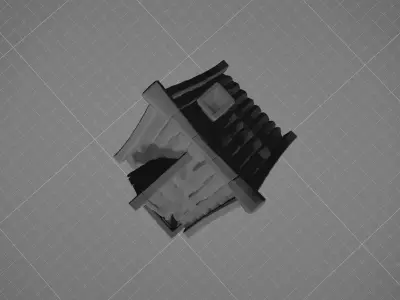 Fantasy Cottage House Game Ready 3D Model - No Textures Low-poly 3D model
