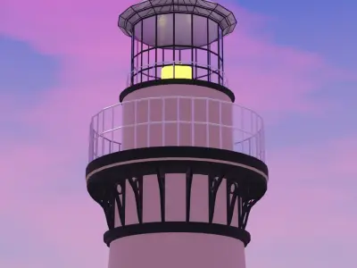 Large sea view from Lighthouse  Low-poly 3D model