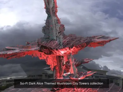 Sci Fi Shroom Structurers collection 3D Model Pack