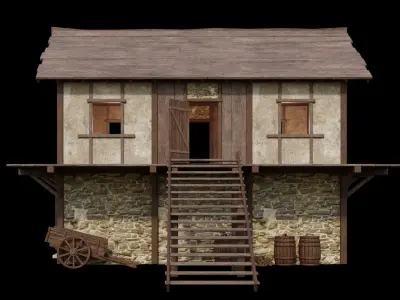 Medieval House 05 - 4K Textures Game Ready Low-poly 3D model
